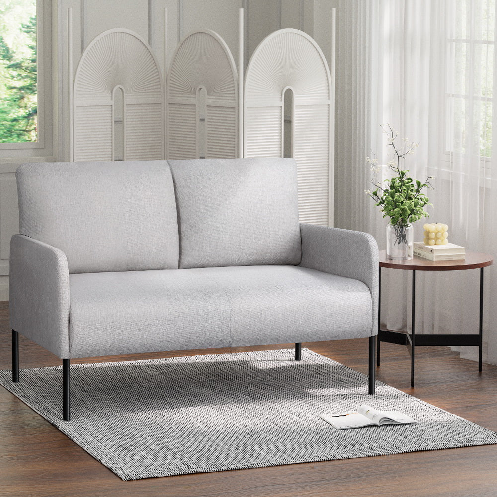 Artiss Armchair 2-Seater Sofa Pillow Linen Grey