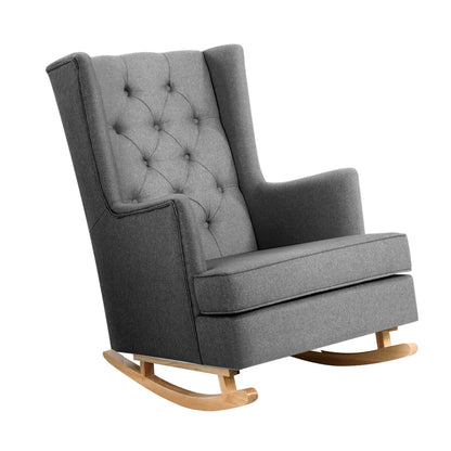 Artiss Rocking Chair Armchair Linen Fabric Grey Gaia