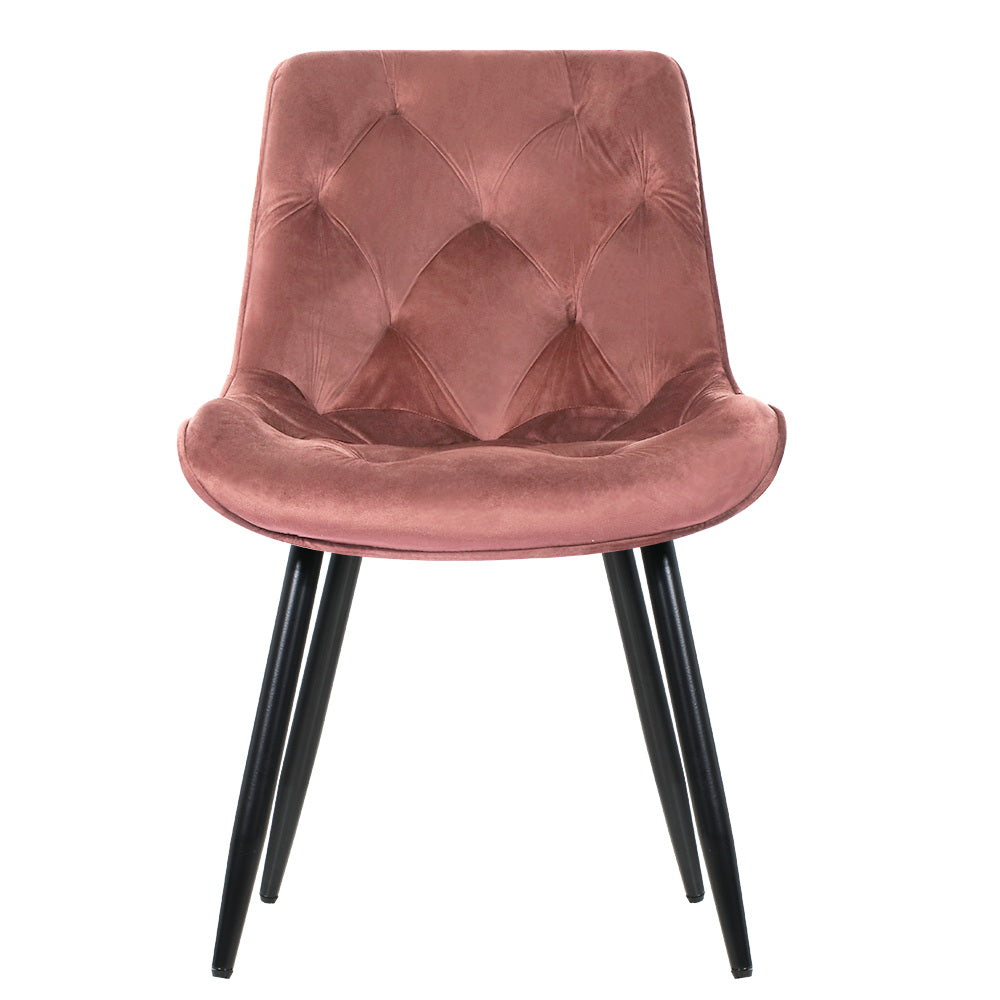 Artiss Dining Chairs Set of 2 Velvet Diamond Tufted Pink