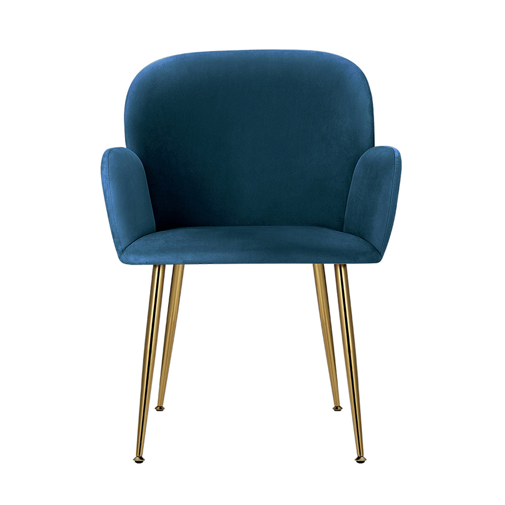 Artiss Dining Chairs Set of 2 Velvet Armchair Blue