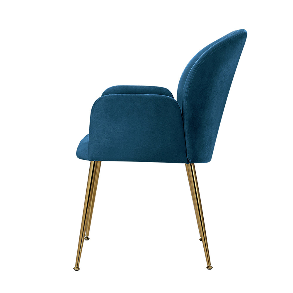 Artiss Dining Chairs Set of 2 Velvet Armchair Blue