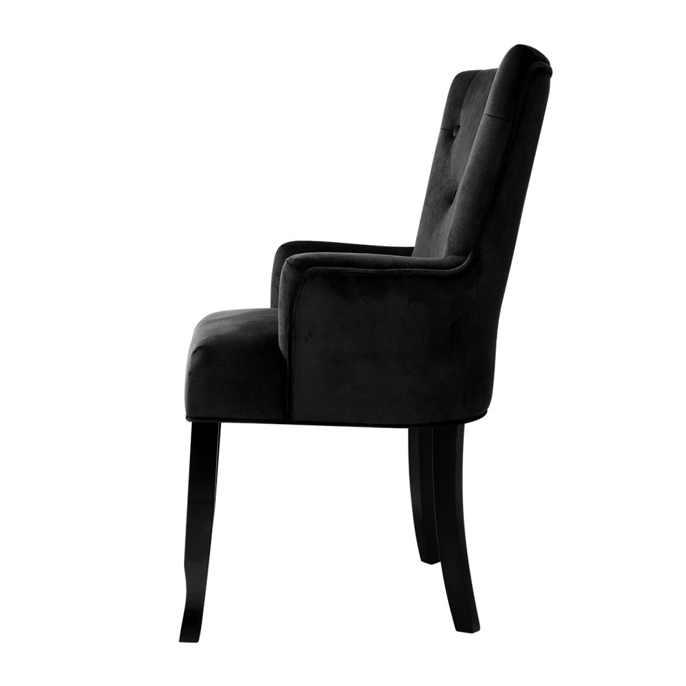 Artiss Dining Chair Velvet French Provincial Armchair Black