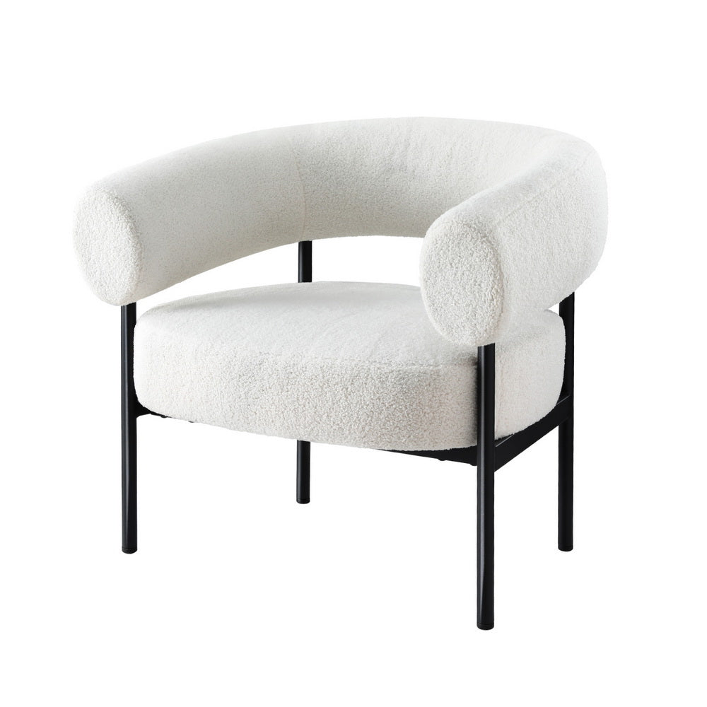 Artiss Armchair Accent Chair Curved Boucle White