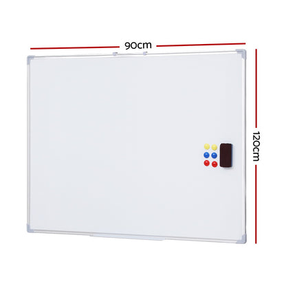 Magnetic Whiteboard 90x120cm Erase Board Marker Eraser Tray Home Office School