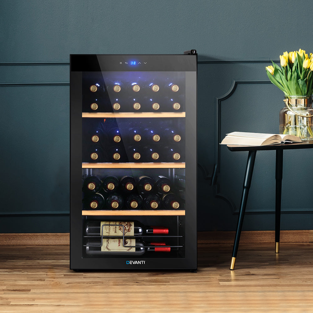 Devanti Wine Fridge Cooler 34 Bottles