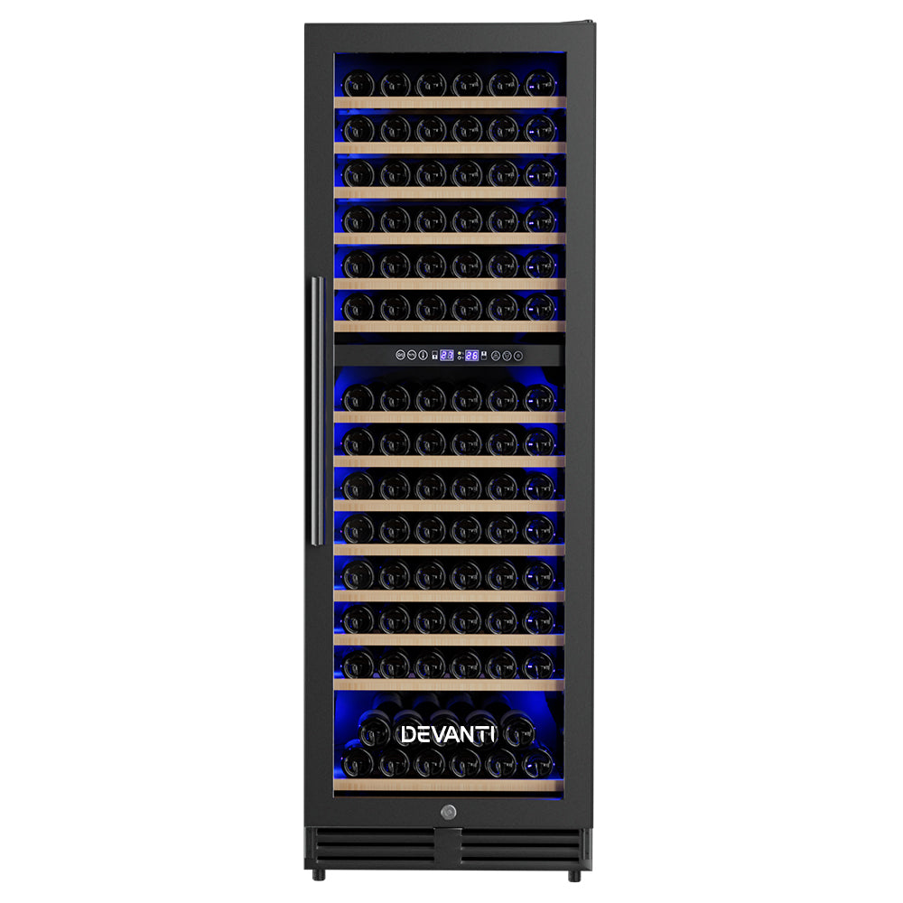 Devanti Wine Fridge Cooler Dual Zone 154 Bottles