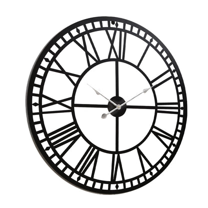 Artiss 80cm Wall Clock Large Roman Numerals Metal Black