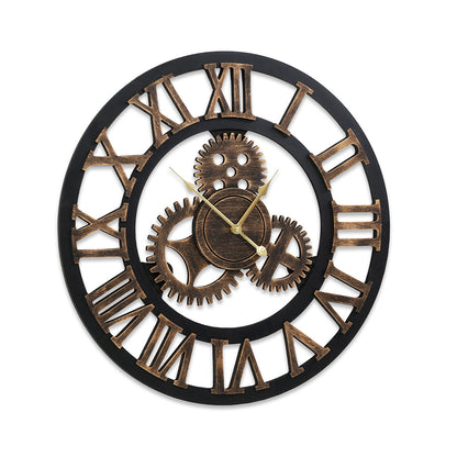 Artiss 80cm Wall Clock Large Retro Roman Numerals Brown