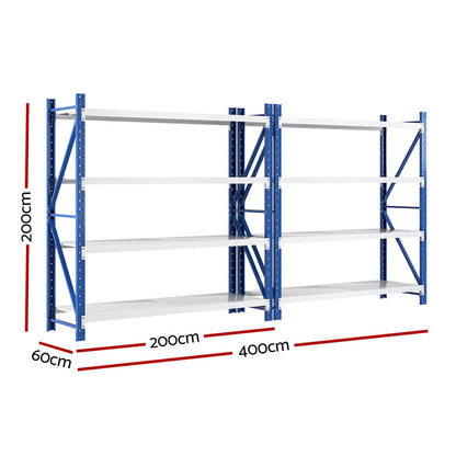 Giantz 4Mx2M Garage Shelving Warehouse Rack Blue